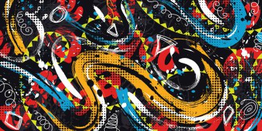 Kolaj Tasarım Biçiminde Fırça desenli ve Çizgili Soyut ve Yaratıcı Sanat Arkaplanı. Spor Afişi veya Posteri İçin Yaratıcı Tasarım