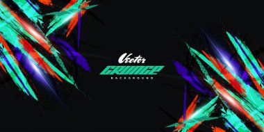 Abstract and Colorful Brush Background with Halftone Effect. Brush Stroke Illustration for Banner, Poster, or Sports Background. Scratch and Texture Elements For Design