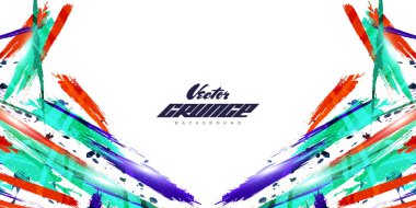 Abstract and Colorful Brush Background with Halftone Effect. Brush Stroke Illustration for Banner, Poster, or Sports Background. Scratch and Texture Elements For Design