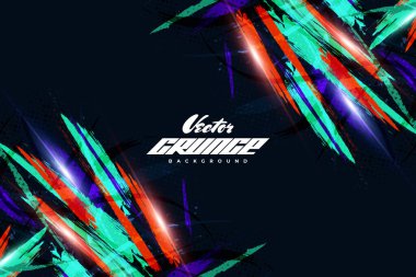 Abstract and Colorful Brush Background with Halftone Effect. Brush Stroke Illustration for Banner, Poster, or Sports Background. Scratch and Texture Elements For Design