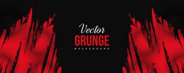 Soyut Kırmızı ve Kara Pis Grunge Özgeçmişi, Yarım Tonlama Efekti. Fırça Vuruşu İllüstrasyonlu Spor Arkaplanı
