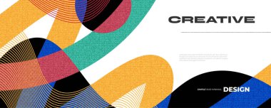 Kimlik, Marka, Reklam veya Tanıtım için Modern ve Minimum Tasarım Şablonu. Dinamik ve Renkli Elementlerle Soyut Düzen Tasarımı