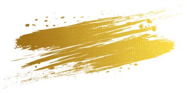 Altın fırça dokusu ve yarım ton efekti Beyaz Arkaplanda izole edildi. Banner, Poster ya da Spor İçin Fırça Vuruşu Çizimi. Tasarım için Çizik ve Doku Elementleri