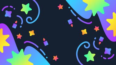 Mumlar ve Basit Şekillerle Eğlenceli Renkli ve Yaratıcı Arka plan. Çocuklar ve Parti Kutlamaları İçin Soyut Arkaplan