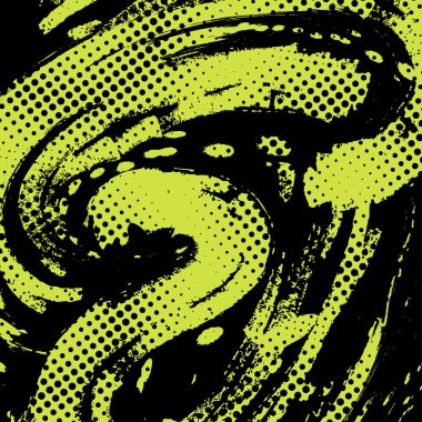 Yarı Tonlama Efektli Siyah ve Sarı Grunge Fırça Arkaplanı. Soyut Spor Arkaplanı