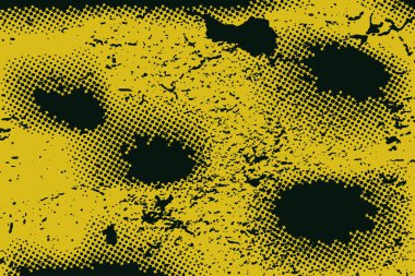 Yellow and Black Grunge Halftone Texture Background with Dotted Pattern. Distressed Overlay for Urban Design, Retro Posters or Vintage Prints clipart