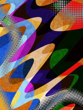 Dalgalı Şekiller, Dokular ve Yarıtonlama Efektleri ile Renkli Soyut Arkaplan. Kapak, Bayrak, Poster Tasarımı İçin Uygun