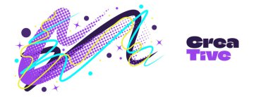 Renkli Çizgilerle Yaratıcı Soyut Arkaplan ve Pop Art Stili Yarım Tonlu Noktalar. Canlı ve Dinamik Arkaplan