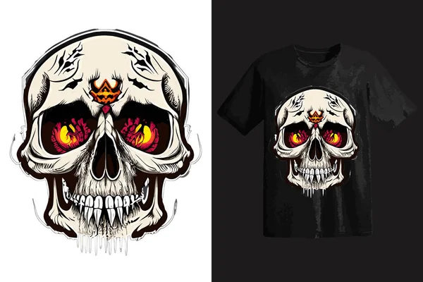 Tシャツデザインのためのスカル怖いベクターイラスト — ストックベクタ