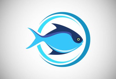 Paplet Fish in a circle. Fish logo design template. Seafood restaurant shop Logotype concept icon.