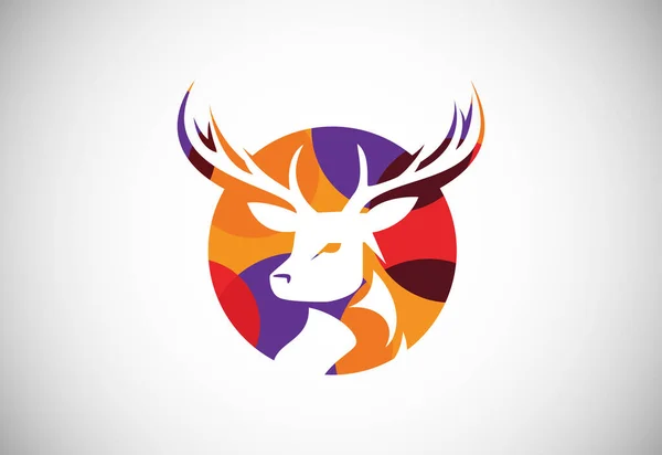Low Poly Hunting Logo Design Template Hunting Club Deer Head Wektory Stockowe bez tantiem