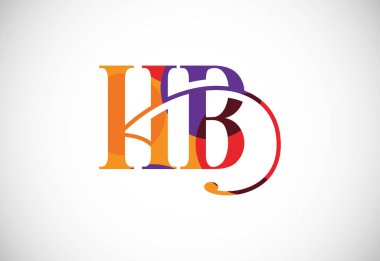 Colorful letter H B logo design vector. Modern logo for business company visual identity in low poly art style