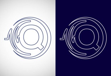 Sağlık nabzı olan ilk Q alfabesi. Çizgi sanatı kalp atışı logosu tasarımı. Tıbbi ya da sağlık sektörü logosu