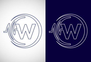 Sağlık nabzı olan ilk W alfabesi. Çizgi sanatı kalp atışı logosu tasarımı. Tıbbi ya da sağlık sektörü logosu