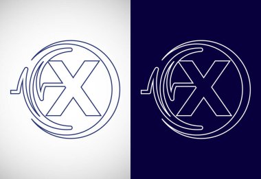 Sağlık nabzı olan ilk X alfabesi. Çizgi sanatı kalp atışı logosu tasarımı. Tıbbi ya da sağlık sektörü logosu