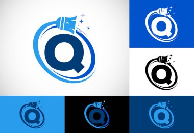 Letter Q cleaning service logo design template, Cleaning company logo sign symbol.
