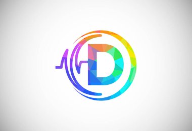 Initial low poly D alphabet with health pulse. Heartbeat logo design. Logo for medical or health business