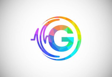 Initial low poly G alphabet with health pulse. Heartbeat logo design. Logo for medical or health business