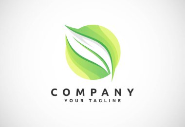 Leaf icon sign symbol, Gradient green leaf, Organic logo design vector illustration