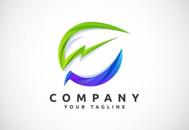 Lighting bolt with leaf logo template. Thunder leaf icon for the environment, recycle and electric symbol