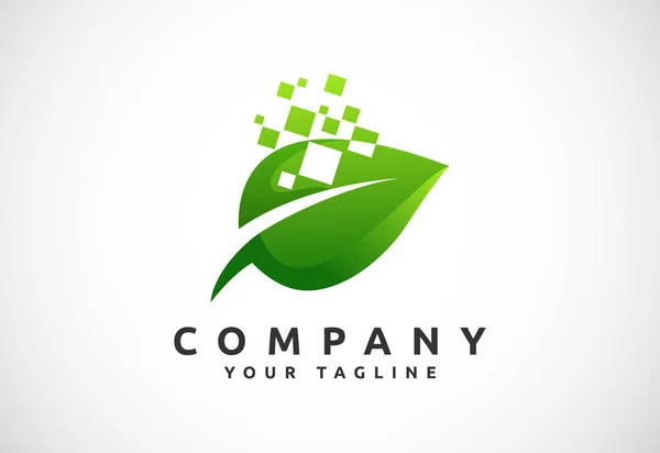 Green tech logo designs template, Creative nature technology concept logo symbol