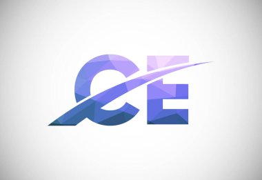 Initial Letter C E Low Poly Logo Design Vector Template. Graphic Alphabet Symbol For Corporate Business Identity