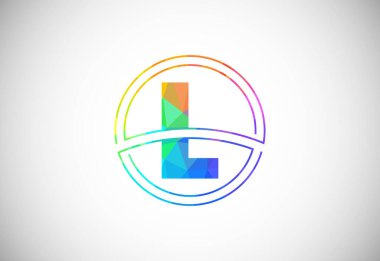Low poly style letter L with a circle frame. Graphic alphabet symbol for corporate business identity