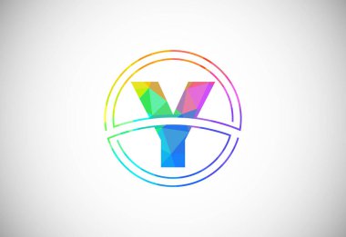 Low poly style letter Y with a circle frame. Graphic alphabet symbol for corporate business identity