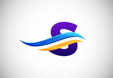 Initial S alphabet with swoosh or ocean wave logo design. Graphic alphabet symbol for corporate business identity