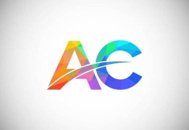 Initial Letter A C Low Poly Logo Design Vector Template. Graphic Alphabet Symbol For Corporate Business Identity