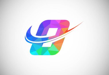 Polygonal low poly letter O with a swoosh logo. Modern vector logotype for business and company identity.