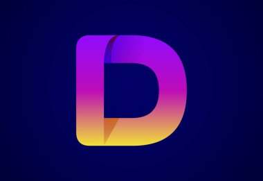 Abstract origami letter D logo design template. Flat style application icon. Vector illustration