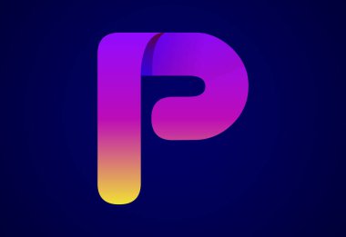 Abstract origami letter P logo design template. Flat style application icon. Vector illustration