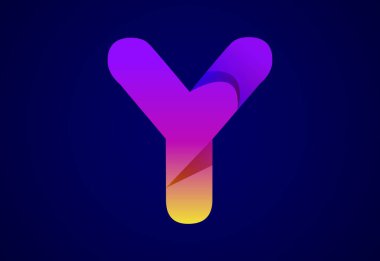 Abstract origami letter Y logo design template. Flat style application icon. Vector illustration
