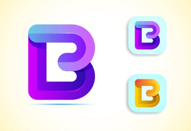 Abstract origami letter B logo design template. Flat style application icon. Vector illustration