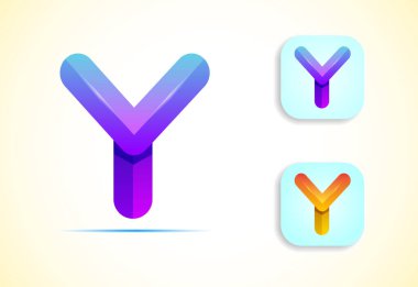 Abstract origami letter Y logo design template. Flat style application icon. Vector illustration