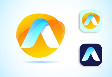 Abstract origami initial alphabet A logo design. Multi-color gradient letter icon vector illustration.