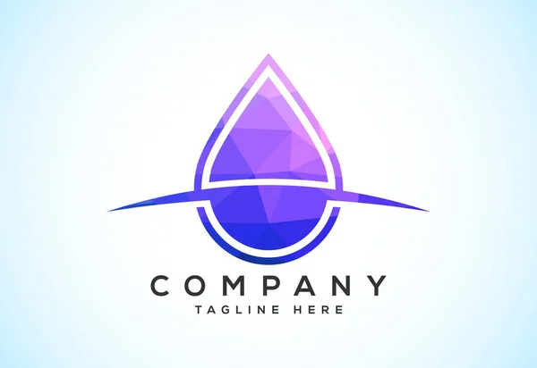 Абстрактный Логотип Капли Воды Низкий Капель Воды Геометрические Треугольные Фигуры — стоковый вектор
