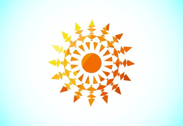 抽象多角形の太陽のロゴデザイン 太陽のバーストアイコン 幾何学的三角形 — ストックベクタ
