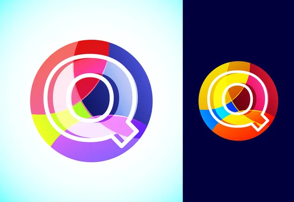 Ligne Lettre Sur Cercle Coloré Symbole Alphabet Graphique Pour Identité — Image vectorielle