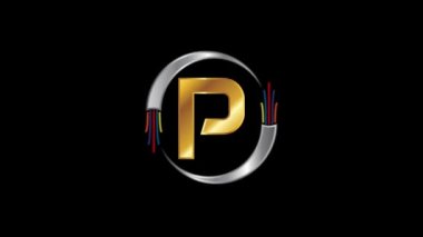 Elektrik telli İngiliz alfabesi, optik fiber kablo logosu animasyonu