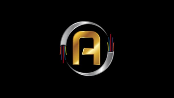 Αγγλικό Αλφάβητο Ηλεκτρικό Καλώδιο Οπτικό Καλώδιο Οπτικών Ινών Animation Λογότυπο — Αρχείο Βίντεο