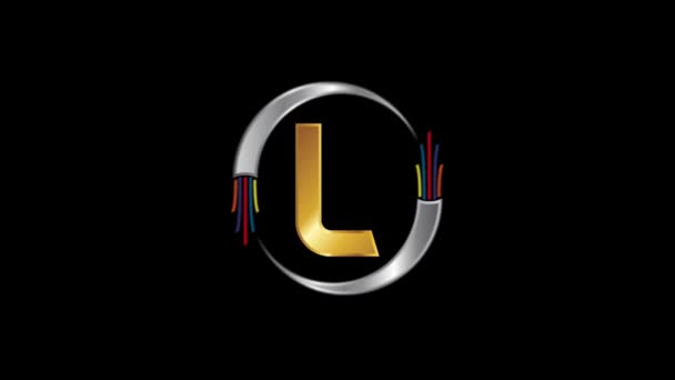 Αγγλικό Αλφάβητο Ηλεκτρικό Καλώδιο Οπτικό Καλώδιο Οπτικών Ινών Animation Λογότυπο — Αρχείο Βίντεο
