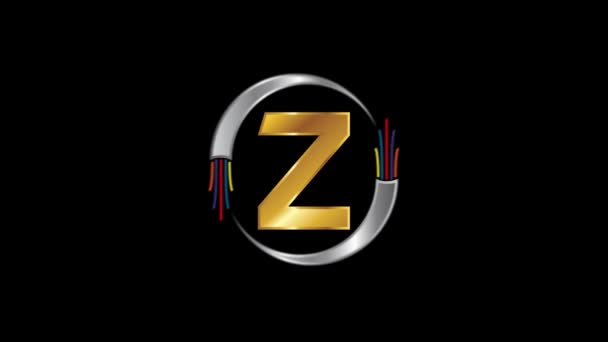 Alfabet Englezesc Sârmă Electrică Animație Logo Fibrei Optice — Videoclip de stoc