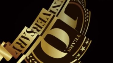 Yıldönümü logosu animasyon video görüntüleri tasarladı. Altın doğum günü kutlaması