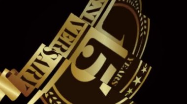 Yıldönümü logosu animasyon video görüntüleri tasarladı. Altın doğum günü kutlaması