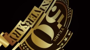 Yıldönümü logosu animasyon video görüntüleri tasarladı. Altın doğum günü kutlaması