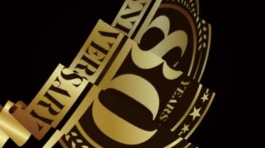 Yıldönümü logosu animasyon video görüntüleri tasarladı. Altın doğum günü kutlaması