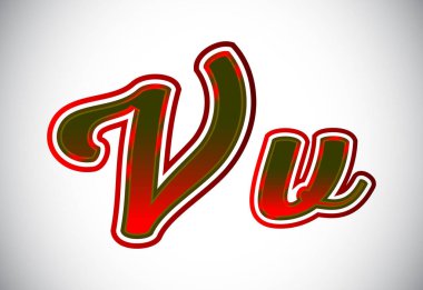 İngiliz Büyük ve Küçük Harf V. Şirket İş Kimliği için Grafik Alfabe Sembolü