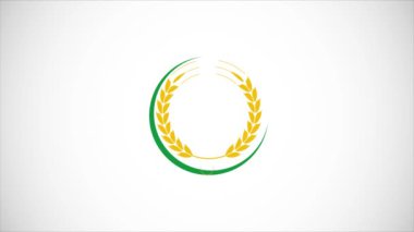 Buğday kulaklı İngiliz alfabesi F video animasyonu. Organik buğday tarımı logosu tasarımı. Tarım logosu görüntüleri